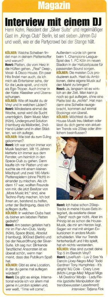 Kölner Illustrierte – Oktober 2000